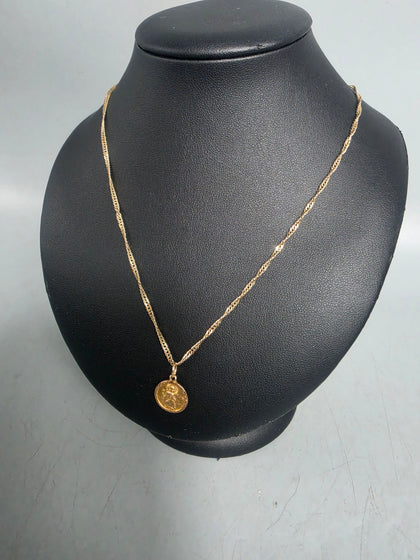 9ct GOLD NECKLACE with PENDANT (ST Christopher) 4.8G 375 18'' in Length
