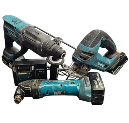 Makita Powertool Set (DJV180, DTM50, DHR202) with 3 * 5.0Ah batteries and charger