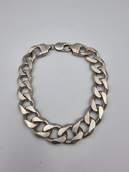 925 Sterling Silver Thick Mens Curb Bracelet -  56.01 Grams - 9