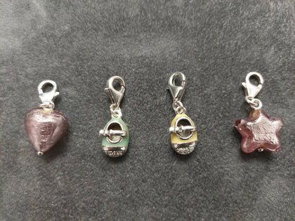 Jens Aagaard Silver Oval Link Bracelet with Silver & Glass/Enamel Charms