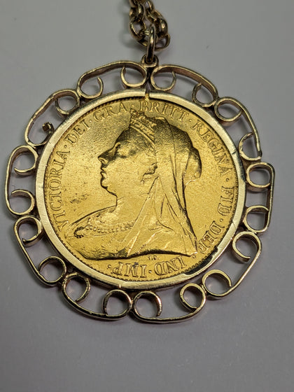 1898 Full Sovereign Pendant & 24