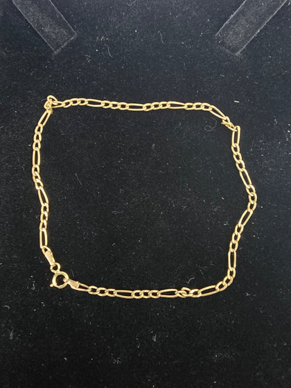 9ct GOLD ANKLE BRACELET 375 1G 8'' IN LENGTH