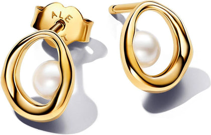 Pandora Organically Shaped Oval & Treated Freshwater Cultured Pearl Stud Earrings