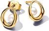 Pandora Organically Shaped Oval & Treated Freshwater Cultured Pearl Stud Earrings