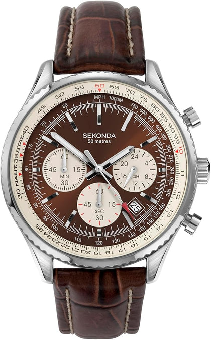 Sekonda Maverick 3407.27  Mens Chronograph Watch 42mm Brown