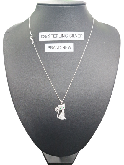 NEW OTHER SILVER CHAIN WITH CAT ON IT ,925, WEIGHT 3.88G ,LENGHT 19