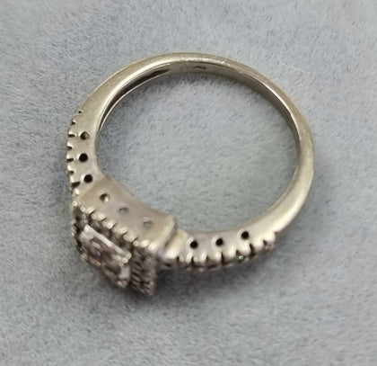 9ct White Gold  Diamond Ring Size Q1/2