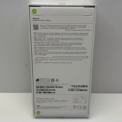 Apple iPhone 16 Unlocked Model A3287 128GB in Black Sealed