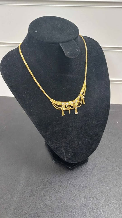 916 22k YELLOW GOLD, MEDIUM PENDANT, DUAL LINK CHAIN, 16