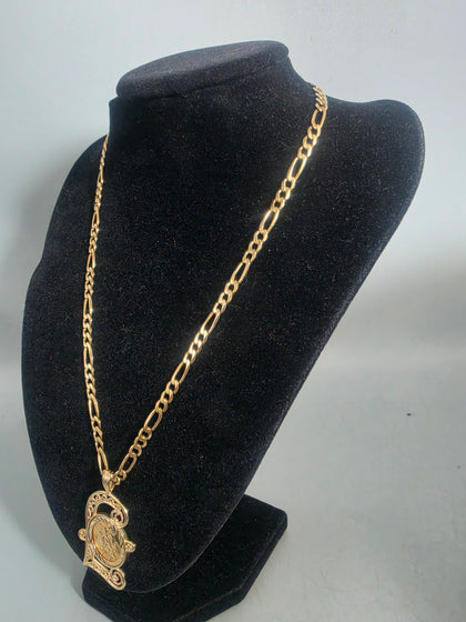 9ct/22ct GOLD NECKLACE with a 1982 HALF/SOVEREINE PENDANT 22.6G 18'' in Length (18.6G 9ct-4G 22ct) HM