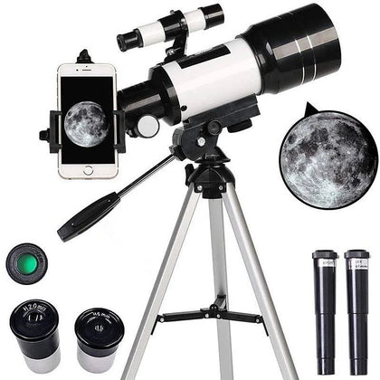 F30070M 70mm Aperture 300mm Astronomical Refractor Astronomical Telescope Tripod Finder Scope- Portable Travel Telescope with Tripod