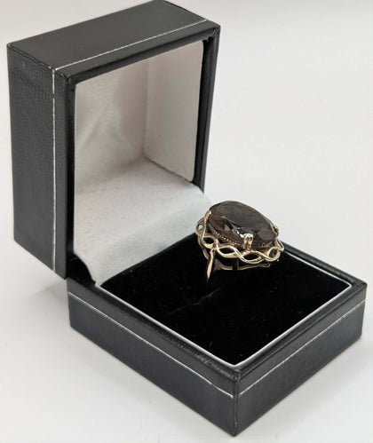 375 HALLMARKED 9CT, YELLOW GOLD, COCKTAIL RING, SILZE: L, 5G, BOXED