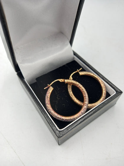 9CT Gold Circle Hoop Earrings 1.6Grams - Hallmarked 9CT - Vintage Earrings - Boxed