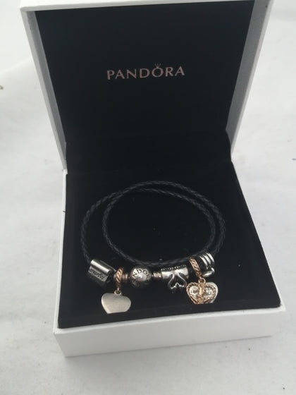 Pandora Fabric Bracelet , 5 Charms  20.8 Grams