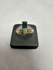 9ct Green Stone & Dia Yellow Gold Ring - Size S