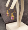 18ct Yellow Gold Bezel set Pink stone Heart Design Earrings