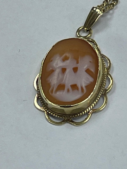 9ct Cameo Dancing Ladies Ring and Necklace LEYLAND