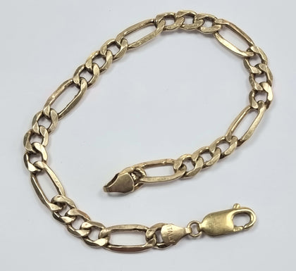 9ct Gold Figaro Bracelet 7.5 