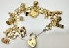 9ct yellow gold charm bracelet with safety chain