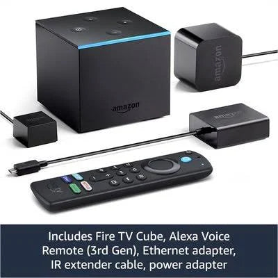 Amazon - Fire TV Cube 4K Ultra HD (2nd Gen Cube with 3rd Gen Alexa Voice Remote)