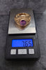 9ct Yellow Gold College Style Ring Bezel set with Purple Stone Size U
