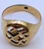 375 9CT YELLOW GOLD RING, UNIQUE LINE DESIGH, SIZE-T, 7.2G,