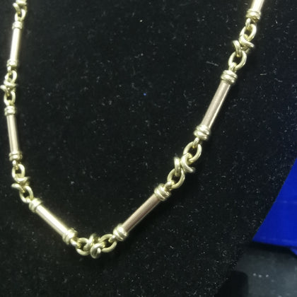 Solid 9K Gold Bar Chain, 375 Hallmarked and Tested, Total Weight: 44.5Grams, Size: 20