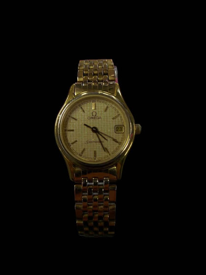 Ladies Omega Vintage Seamaster Quartz Watch With Champane Dial - With Omega Case Pod