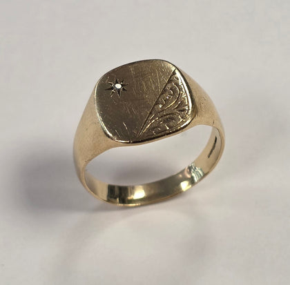 9ct Gold Diamond Signet Ring