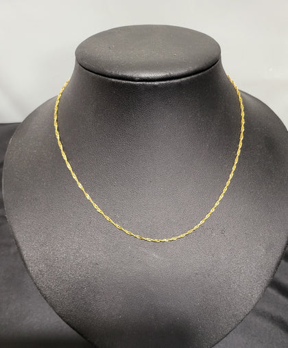 9CT Yellow Gold Thin Twisted Chain - 16