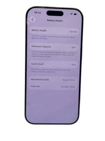 iPhone 16 Pro 128GB BH88 Unlocked *Cracked*