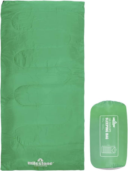 Milestone Camping Single Envelope Insulated Sleeping Bag - Green