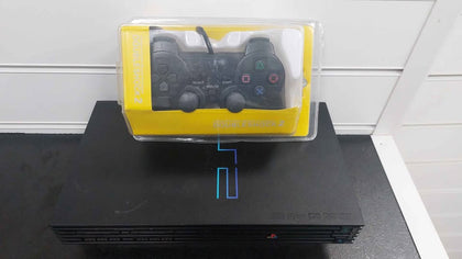 PlayStation 2 console black unboxed with 3rd party controller power cable only no RCA AV cable