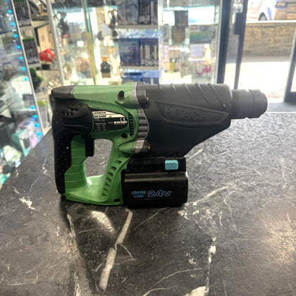 Hitachi DH24DV Green Black Cordless 24V Rotary Hammer Drill X2 Battery + Charger