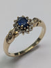 9ct Gold Diamond & Blue Stone Ring