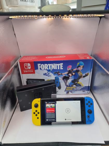 NINTENDO Switch HOME GAMING  Console, 32GB Fortnite + Yellow/Blue Joy-Con, (No DLC) Boxed