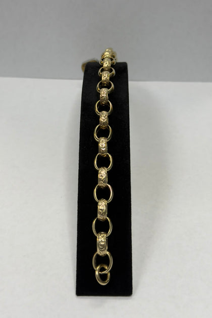 9ct Belcher Bracelet , 24.2g - ** Hallmarked ** 21cm Length, 1cm Wide