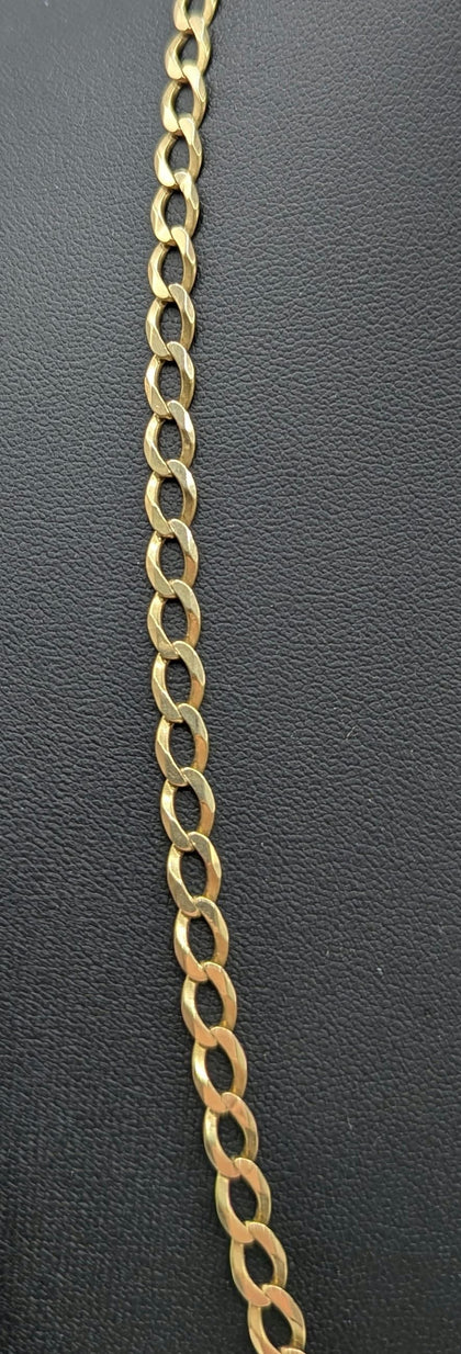 9CT Hallmarked 375, Yellow Gold, Thin Curbed Chain W/ Lobster Lock, 21