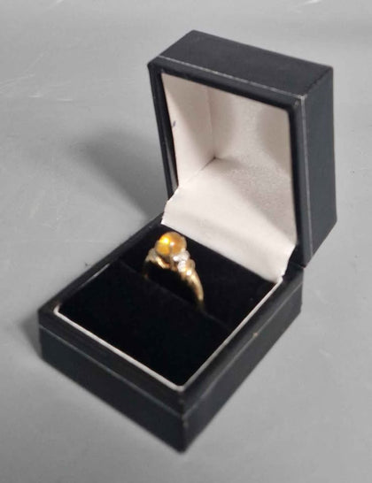 14ct GOLD RING RED STONE 585 2.5G Size P