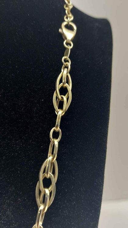 9ct Yellow Gold Mixed With 925 Sterling Silver Chain Necklace - 10.76 Grams - 22