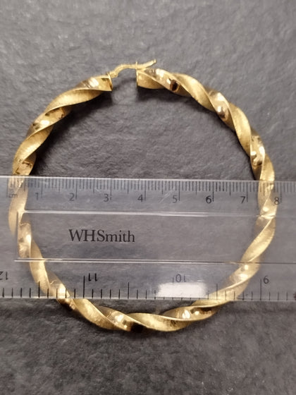 9ct Yellow Gold Large Twisted Hoop Earrings – Large 80mm