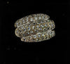 375 HALLMARKED, YELLOW GOLD, 3 LANE BAND WITH STRONES, Size 8/Q, 7.1g, Boxed