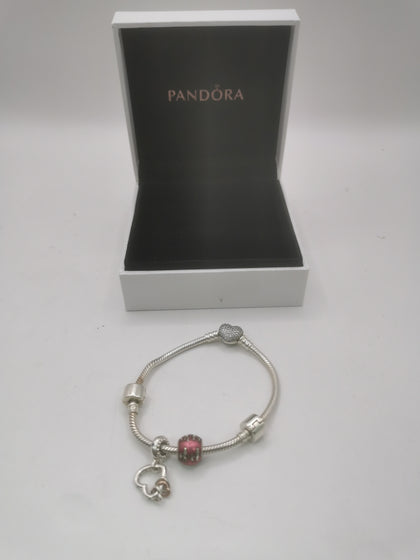 Pandora Bracelet with 4 Charms Hallmarked(ALE) Boxed