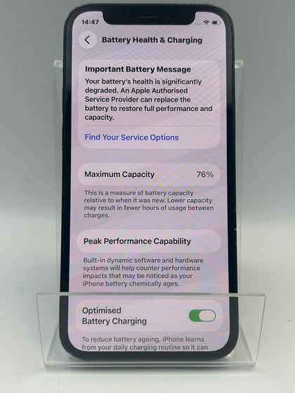 Apple iPhone 12 Mini, 64GB, Blue - **76% Battery Health & Heavily Marked**