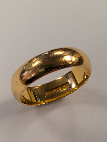 22ct Gold Plain Wedding Band Ring