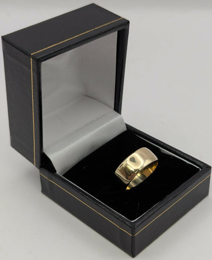 375 9CT Hallmarked, Yellow Gold, Thick Wedding Band Design, Size Q, 4.7g, Boxed