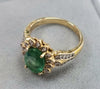 18ct Gold Ring with Green/Clear Stones Size O