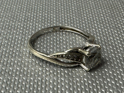 9ct White Gold Ring with Clear Stones.