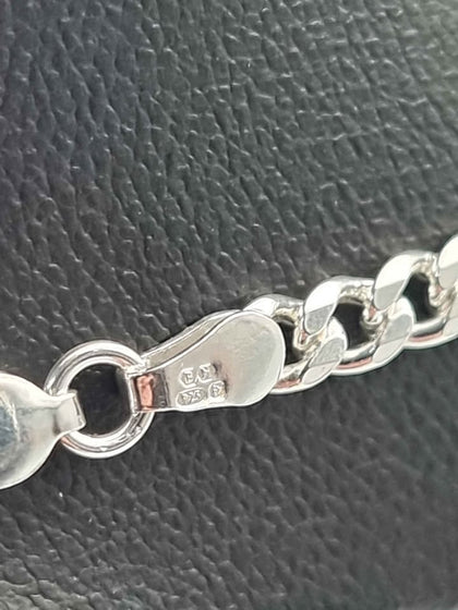 925 Sterling Silver Curb Chain Necklace With CZ Cross - 20.60 Grams - 24