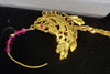 22ct  Yellow Gold Nose Ring With Pink Beads/Stones (Nath) And Rope Chain With Hook - 6" - 7.30G